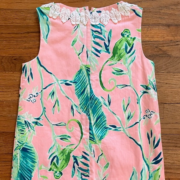 Lilly Pulitzer Size 6 Girls Shift Dress Pink and Green Jungle Print Summer - Picture 5 of 7
